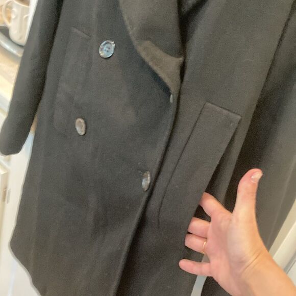 JANE POST 100% Cashmere Loro Piana Black Double Breasted Coat Medium - Picture 4 of 13